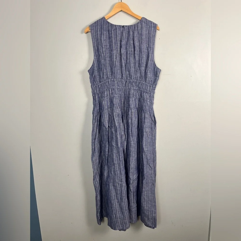 J. crew Hyacinth dress in striped linen blue white midi size large - Picture 8 of 8